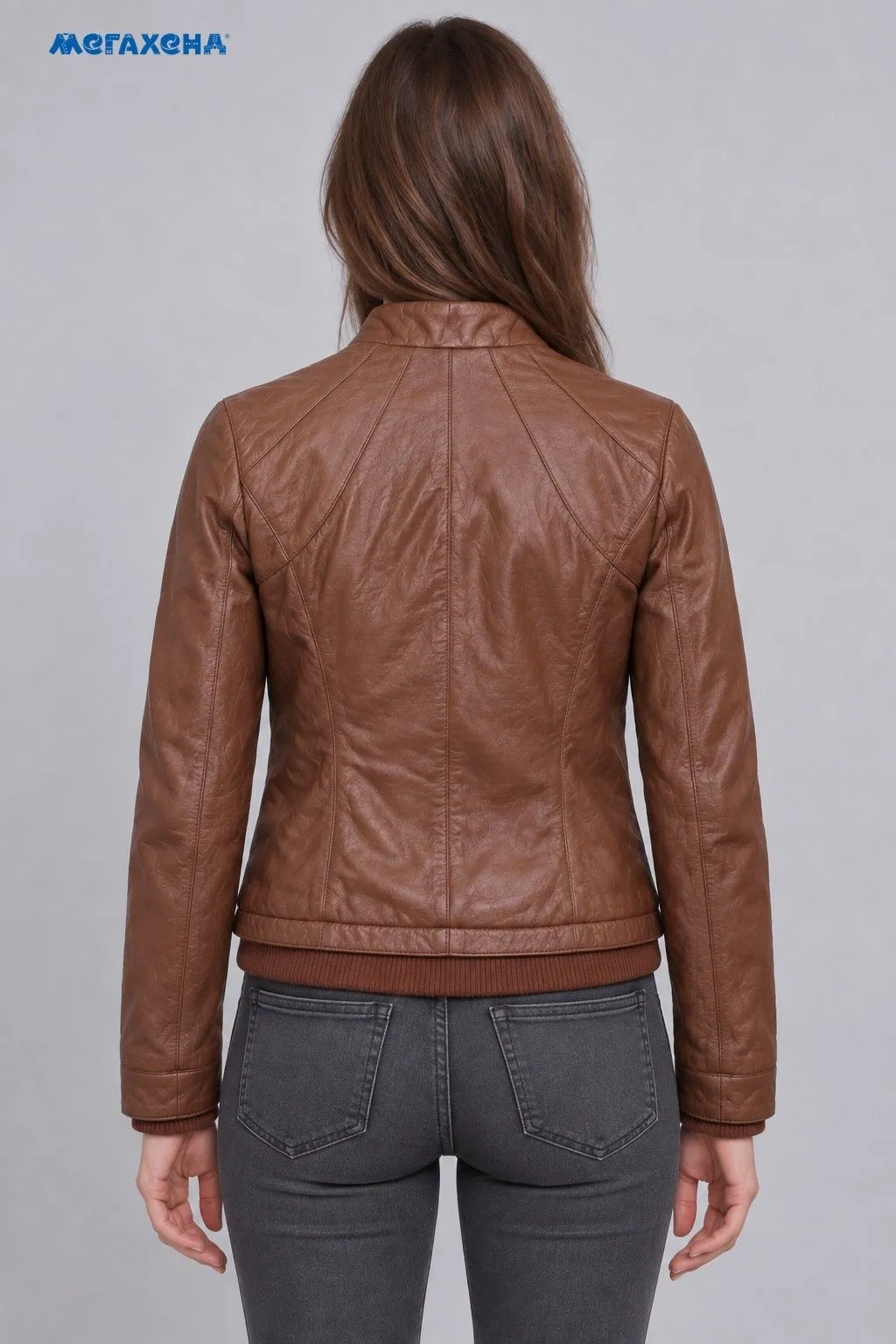 Коричневая кожаная куртка Orsay на молнии, размер 44 (S/M)
